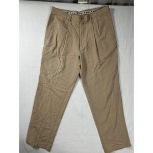 Solitude Mens 34x32 Tan Pleated Dress Pants Casual Rayon Blend